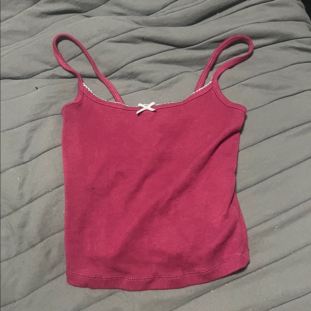 Garage Burgundy Tank Top with Bow Accent